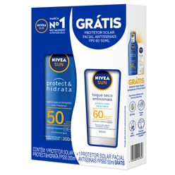 Protetor NIVEA Sun Protect & Hidrata FPS 50 200ml Grátis Protetor Solar Facial Antissinais 50ml