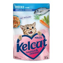 Alimento Kelcat Para Gatos Peixe Com Ervilha E Cenoura Sachê 85g