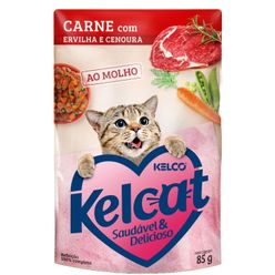 Alimento Kelcat Para Gatos Carne Com Ervilha E Cenoura Sachê 85g
