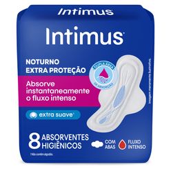 Absorvente Higiênico INTIMUS Gel Noturno Com Abas Cobertura Suave com 8 Unidades