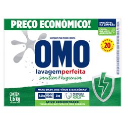 Lava Roupas Em Pó Omo Lavagem Perfeita Sanitiza & Higieniza 1.6kg