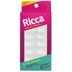 Unhas RICCA #Meujeitoricca Quadrado médio Uso com Cola Com 24 unidades