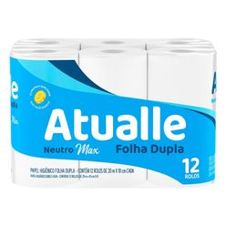 Papel Higiênico ATUALLE Max Neutro Folha Dupla 20 Metros Com 12 Rolos