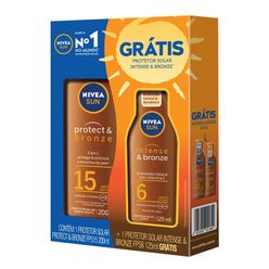 Protetor Solar NIVEA Protect Bronze FPS15 200ml Grátis Intense Bronze FPS6 125ml