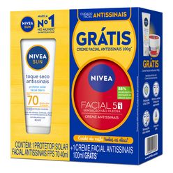 Protetor Solar NIVEA Antissinais Fps70 40ml Grátis Creme Facil Antissinais 100g