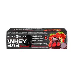 Barra de Proteína BLACK SKULL Whey Bar Gourmet Morango com chocolate ao leite Zero Lactose 45g