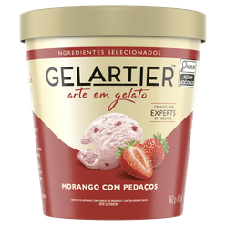 Sorvete GELARTIER Morango com Pedaços 473ml