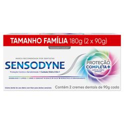 Creme Dental SENSODYNE Proteção Completa + Tamanho Família CX 180G 2X90G