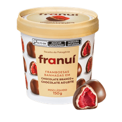 Framboesa Congelada FRANUÍ Banhada em Chocolate Branco e Ao Leite 150g