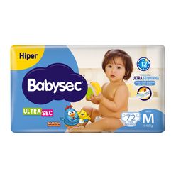 Fralda Descartável BABYSEC Galinha Pintadinha Ultrasec M com 72 Unidades