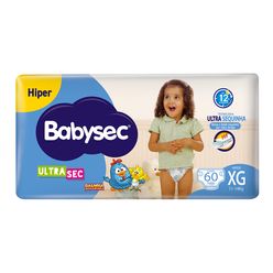 Fralda Descartável BABYSEC Galinha Pintadinha Ultrasec XG com 60 Unidades