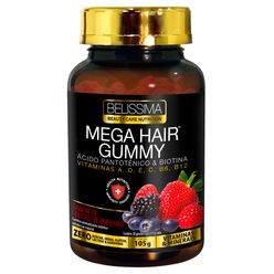 Gummy Hair BELISSIMA Beauty care nutrition Frutas Vermelhas Ácido Pantotênico e Biotina Vitaminas A,D,E,C,B6,B12 Zero Áçucar, Sódio , Glúten, Lacotos