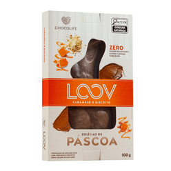 Coelho de Páscoa LOOV Chocolife Caramelo e Biscoito 100g