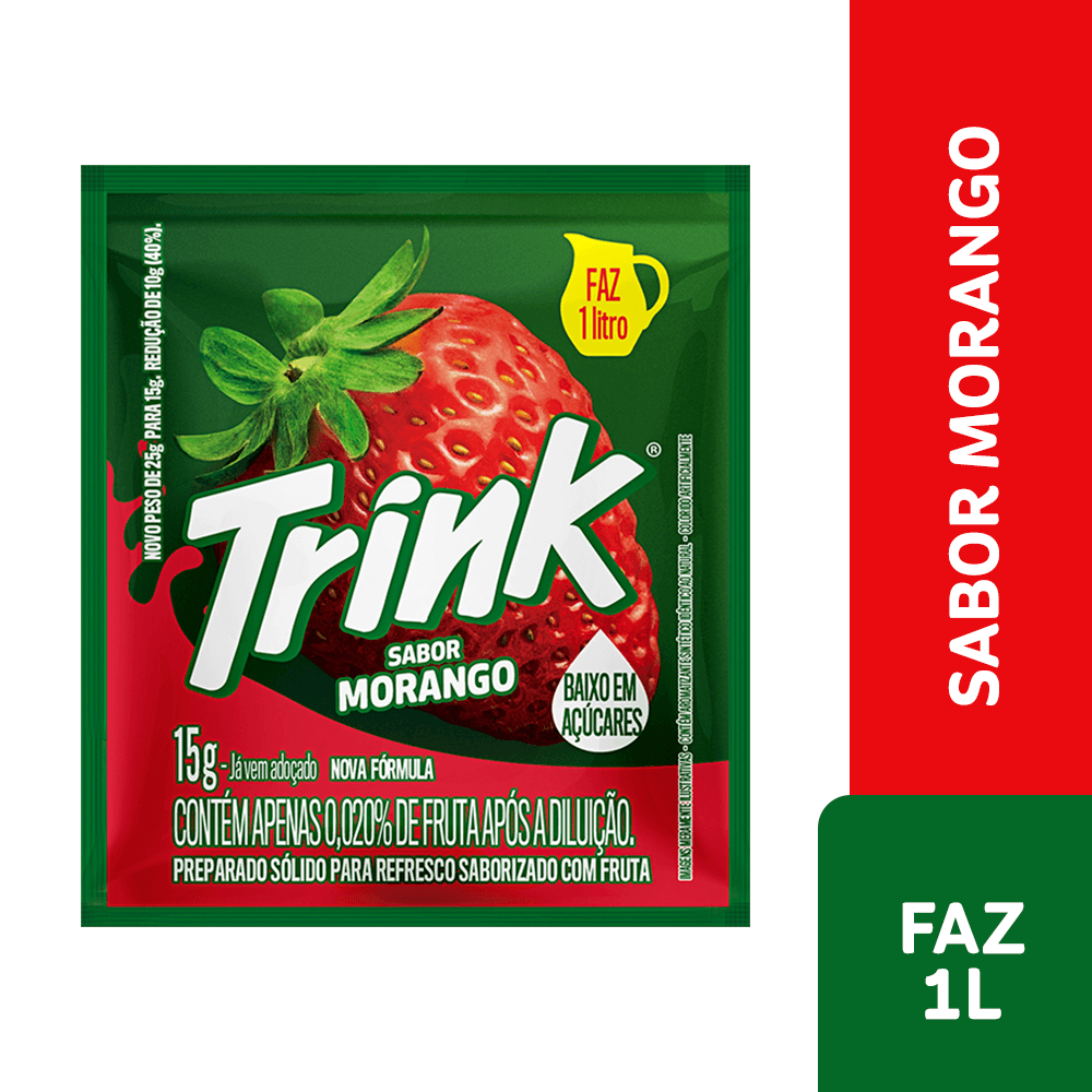 Refresco TRINK sabor Morango | Prático e Delicioso
