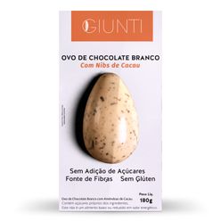 Ovo De Páscoa Giunti Chocolate Branco Com Nibs De Cacau Sem Glúten, Sem Adição De Açúcares 190g