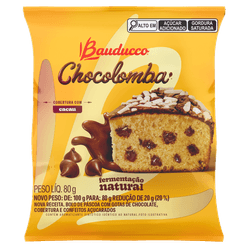 Chocolomba BAUDUCCO Fermentação Natural Chocolate com Cobertura de Cacau 80g