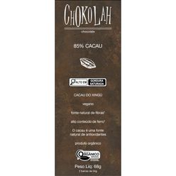 Chocolate Chocolate CHOKOLAH 85% Cacau Cacau do Xingú Baixo Açúcar Orgânico 68g