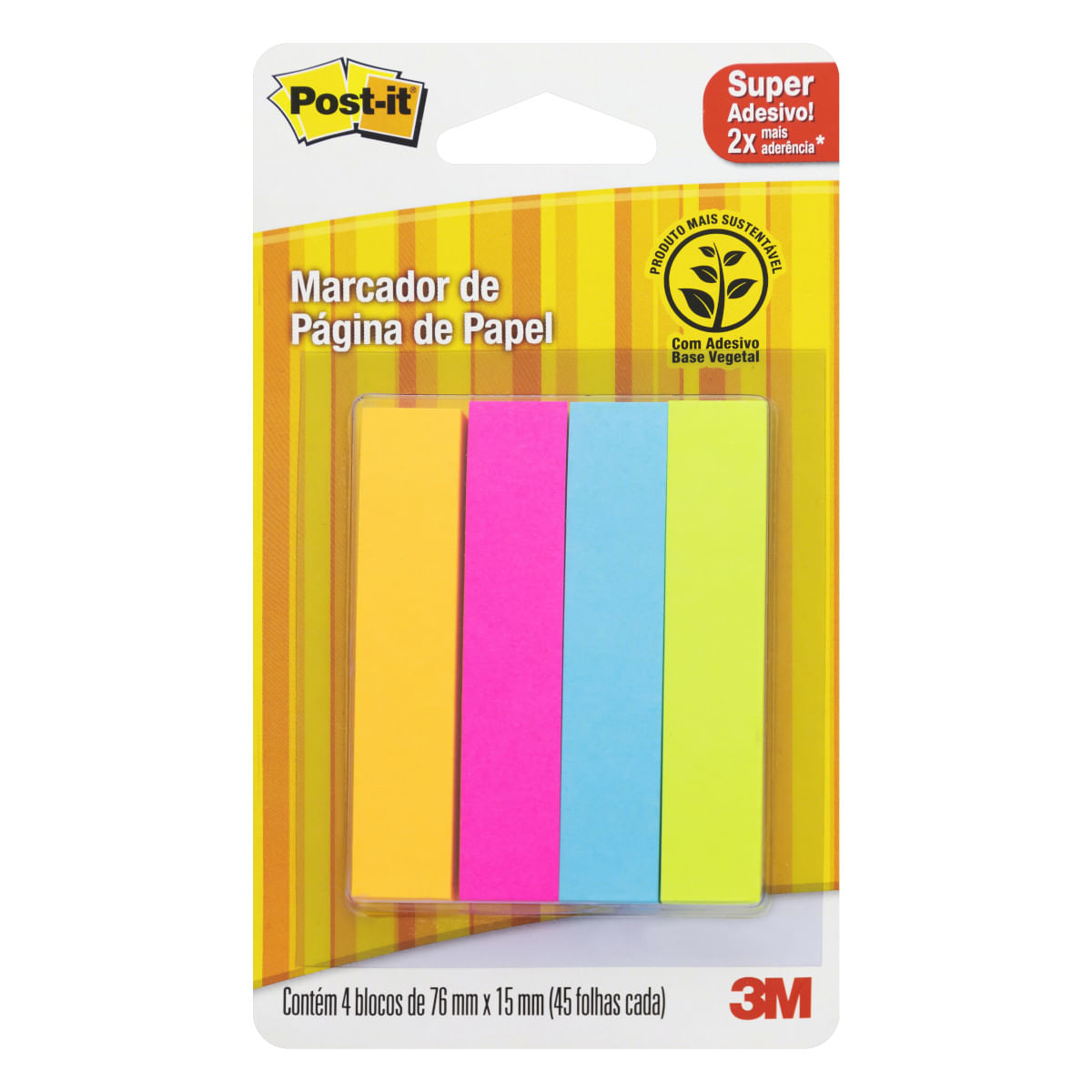 Post-it 3m Marcador De Páginas Rosa, Azul, Verde E Laranja 76x15mm Com ...