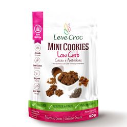 Mini Cookies LEVE CROC Low Carb Cacau e Amêndoas Vegano sem Glúten e Soja 90g