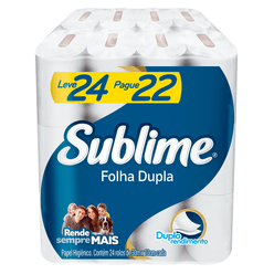 Papel Higiênico SUBLIME Folha Dupla 30m Leve 24 Pague 22