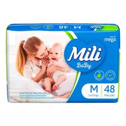 Fralda Descartável MILI Baby Mega M com 48 Unidades