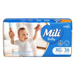 Fralda Descartável MILI Baby Mega XG com 36 Unidades