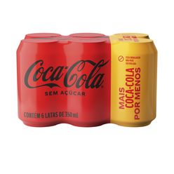 Refrigerante COCA-COLA Zero com 6 Unidades 350ml  Leve mais Pague menos