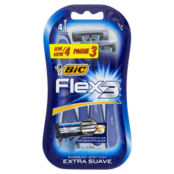 Aparelho de Barbear BIC Flex3 Extra Suave Leve 4 Pague 3 unidades