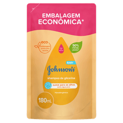 Shampoo JOHNSON'S Baby Glicerina 180ml Embalagem Econômica