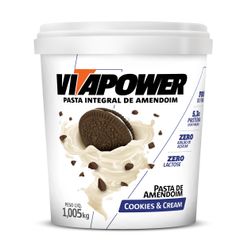 Pasta de Amendoim VITAPOWER Integral Cookies & Cream Zero Açúcar/Zero Lactose 1,005kg