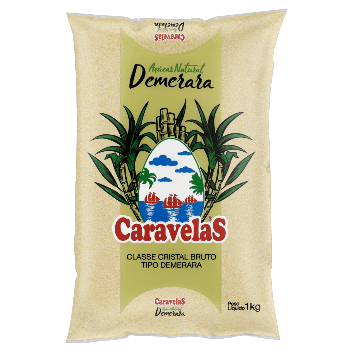 Açúcar Demerara Caravelas Pacote com 1kg