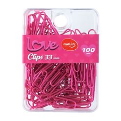 Clips MOLIN Love Pink 33mm com 100 Unidades