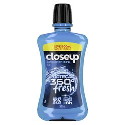 Antisséptico Bucal CLOSE UP Proteção 360º Fresh Ice com Álcool 500ml Leve 500ml Pague 350ml