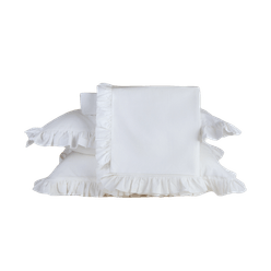 Jogo de Cama A\CASA Queen Ruffle Branco 180 Fios