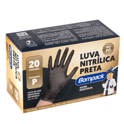 Luva Nítrilica BOMPACK P Plástico com 20 Unidades