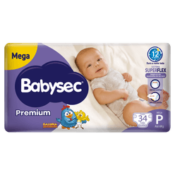 Fralda Descartável BABYSEC Premium Galinha Pintadinha P com 34 Unidades