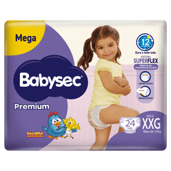 Fralda Descartável BABYSEC Premium Galinha Pintadinha XXG com 24 Unidades