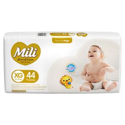 Fralda Descartável MILI Love & Care Premium Mega Pacote XG com 44 Unidades