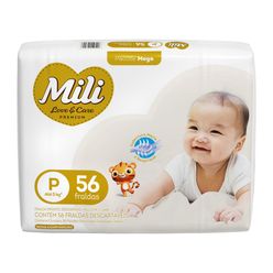 Fralda Descartável MILI Love & Care Premium Mega Pacote P com 56 Unidades