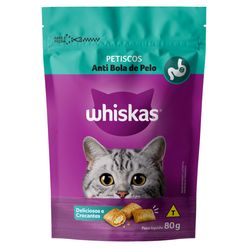 Petiscos WHISKAS para Gato Temptations Anti Bola de Pelo 80g