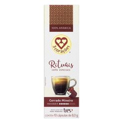 Capsula TRES Espresso Rituais Cerrado Mineiro 3 Corações 10 unid