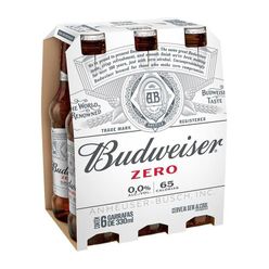 Cerveja BUDWEISER Zero Álcool Long Neck 330ml Pack C/6