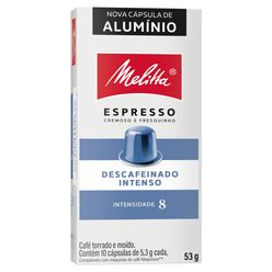 Café MELITTA Espresso Descafeinado Intenso Intensidade 8 Compatíveis com Máquinas Nespresso com 10 Cápsulas 53g