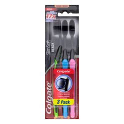 Escova Dental COLGATE Slim Soft Black com 3 Unidades