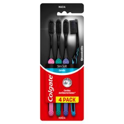 Escova Dental COLGATE Carvão Slim Soft Black com 4 Unidades Pack Anual