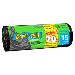 Saco para Lixo DOVER ROLL Resist Grátis 20% 15L Leve 48 Pague 40 Sacos