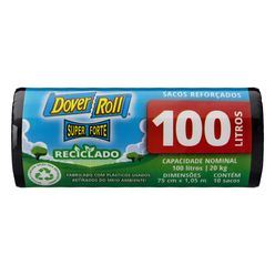 Saco para Lixo DOVER ROLL Super Forte Reciclado com 10 Unidades 100L