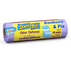 Saco para Lixo DOVER ROLL Banheiro E Pia Odor Defense com 50 Unidades 34cm x 40cm Rolo