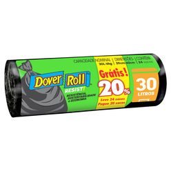 Saco para Lixo DOVER ROLL Resist Grátis 20% 30L Leve 24 e Pague 20 Sacos