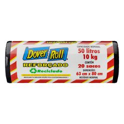 Saco de Lixo DOVER ROLL Reforçado Reciclado 20 Sacos 50l